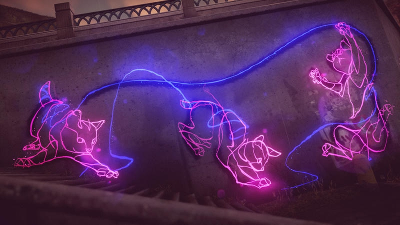 neon art of kitties